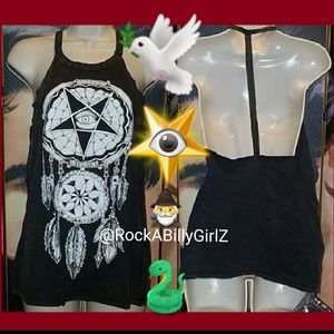 Too Fast by Rat Baby Slaughter Star Eye Dreamcatcher Feathers Top Acid Wash